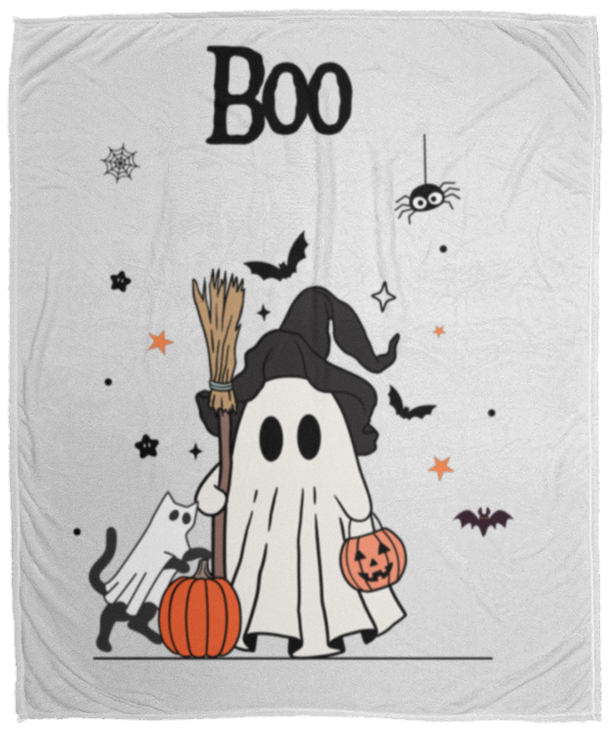 Cozy Plush Fleece Boo Blanket (50x60)