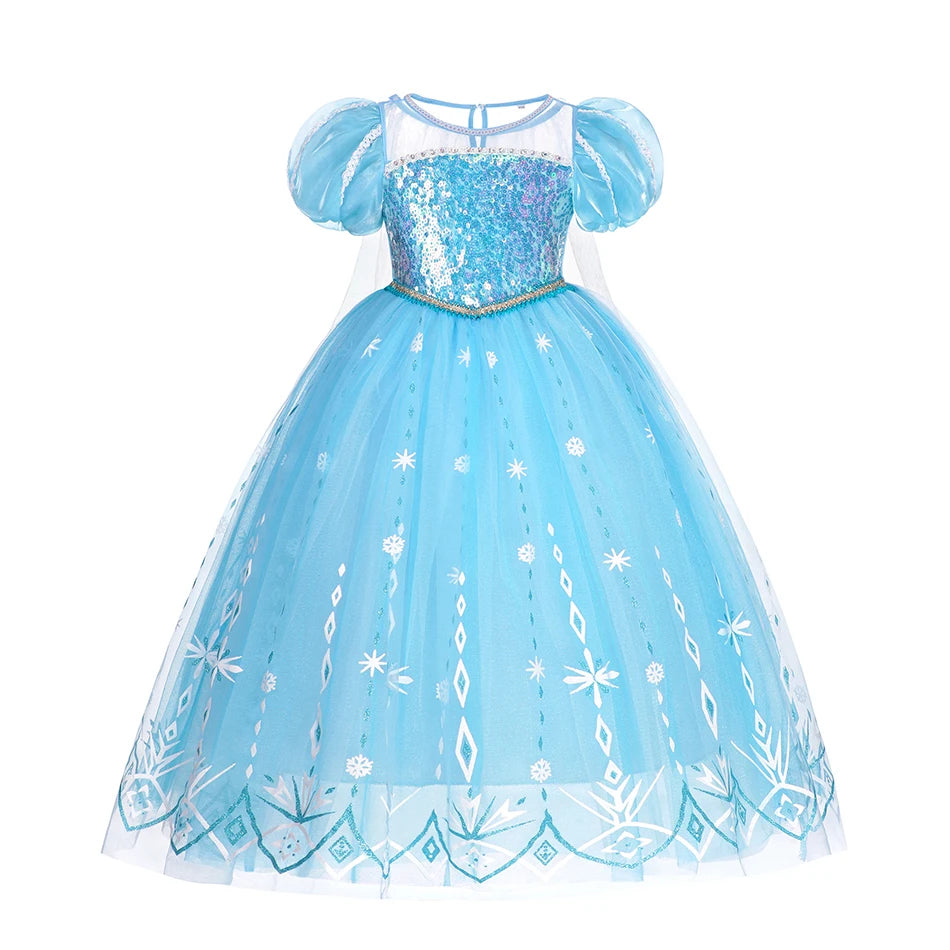 Disney Frozen Elsa Dress - Kids Princess Cosplay Costume for Baby Girls, Halloween Costume, Christmas Birthday Gift (2-8 Years)