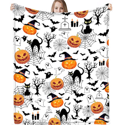 Snuggle into Spooky Comfort! 🖤👻 Halloween Coral Fleece Blanket