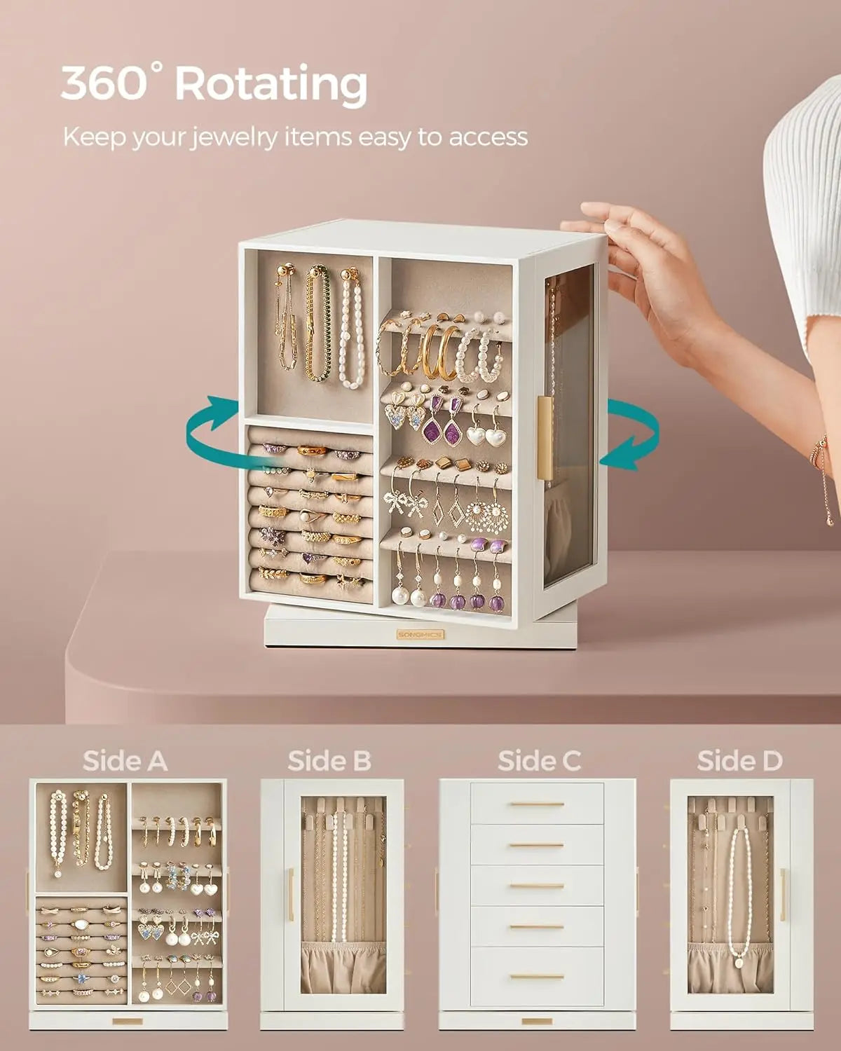 *🎁 Revolutionize Your Jewelry Organization with Our 360° Rotating Jewelry Box!