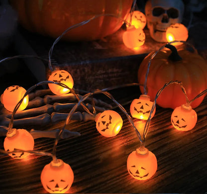 Light Up the Night! 🎃💀 Halloween LED Pumpkin & Skull String Lights