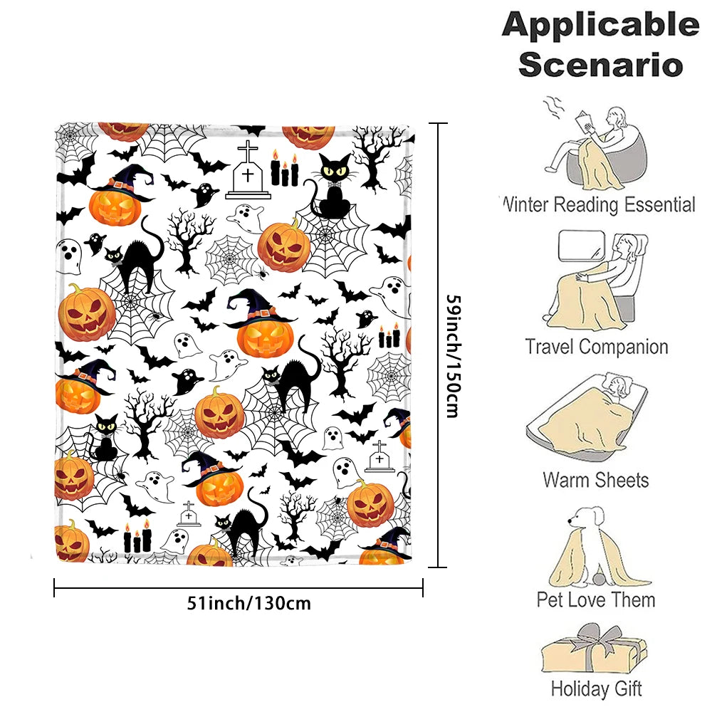 Snuggle into Spooky Comfort! 🖤👻 Halloween Coral Fleece Blanket