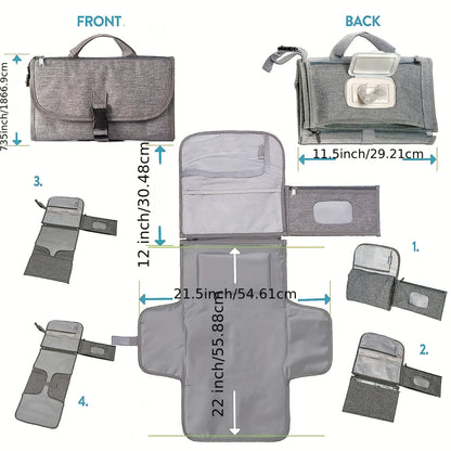 *🚼 Portable Diaper Changing Pad for Newborn Baby with Smart Wipes Pocket - Waterproof Travel Changing Kit