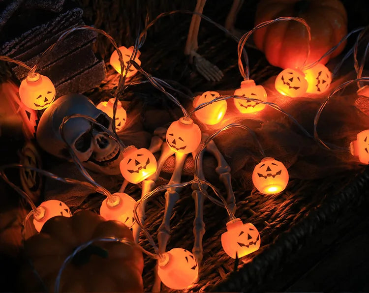 Light Up the Night! 🎃💀 Halloween LED Pumpkin & Skull String Lights