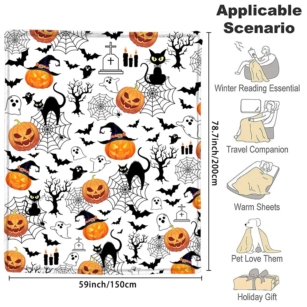 Snuggle into Spooky Comfort! 🖤👻 Halloween Coral Fleece Blanket