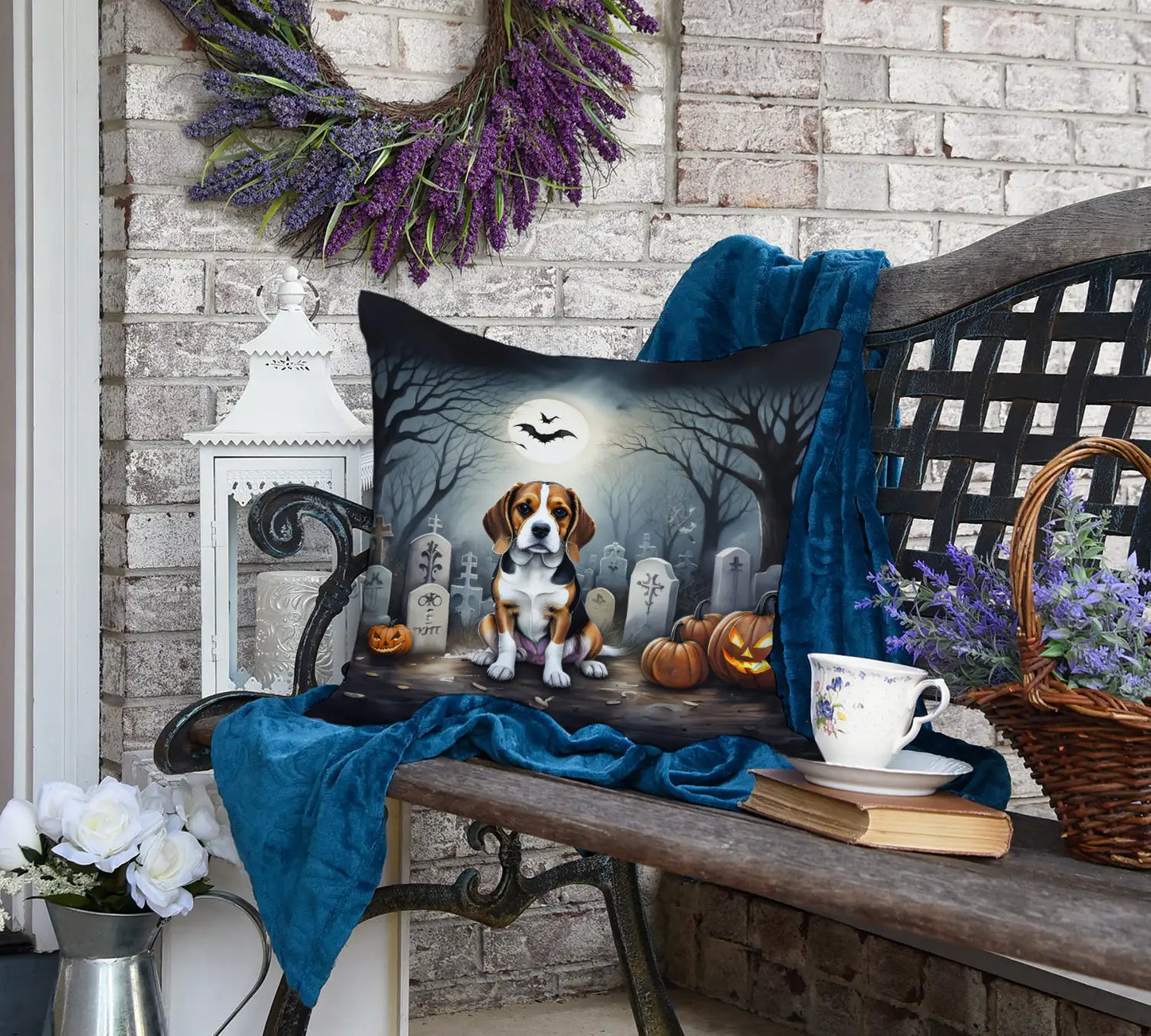 Beagle Spooky Halloween Throw Pillow